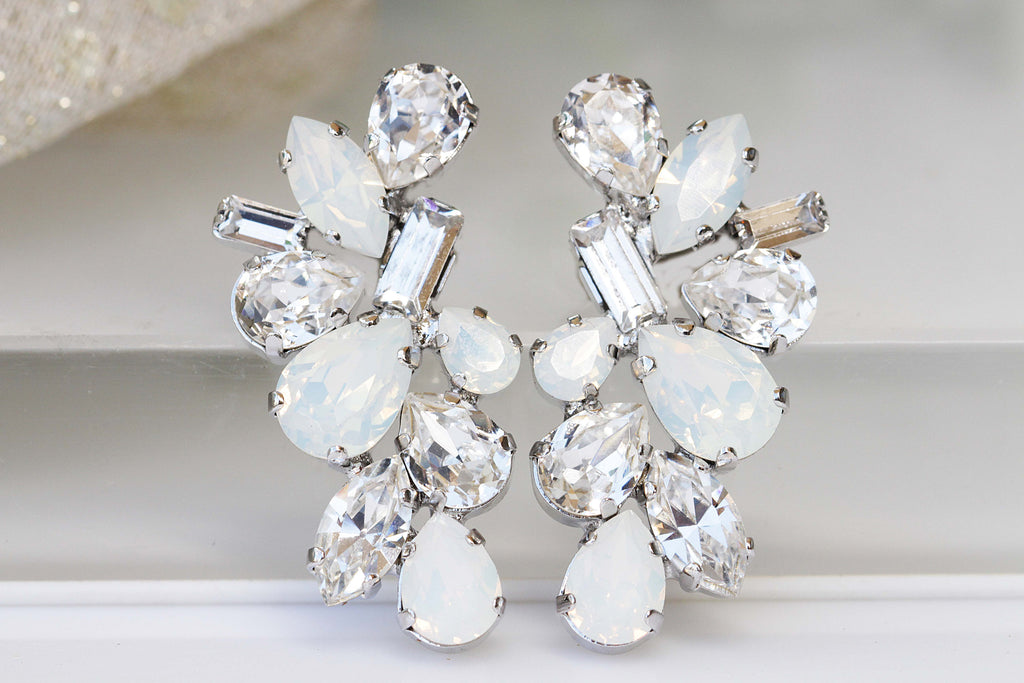 Large Sparkling Vine Crystal Earrings | David's Bridal